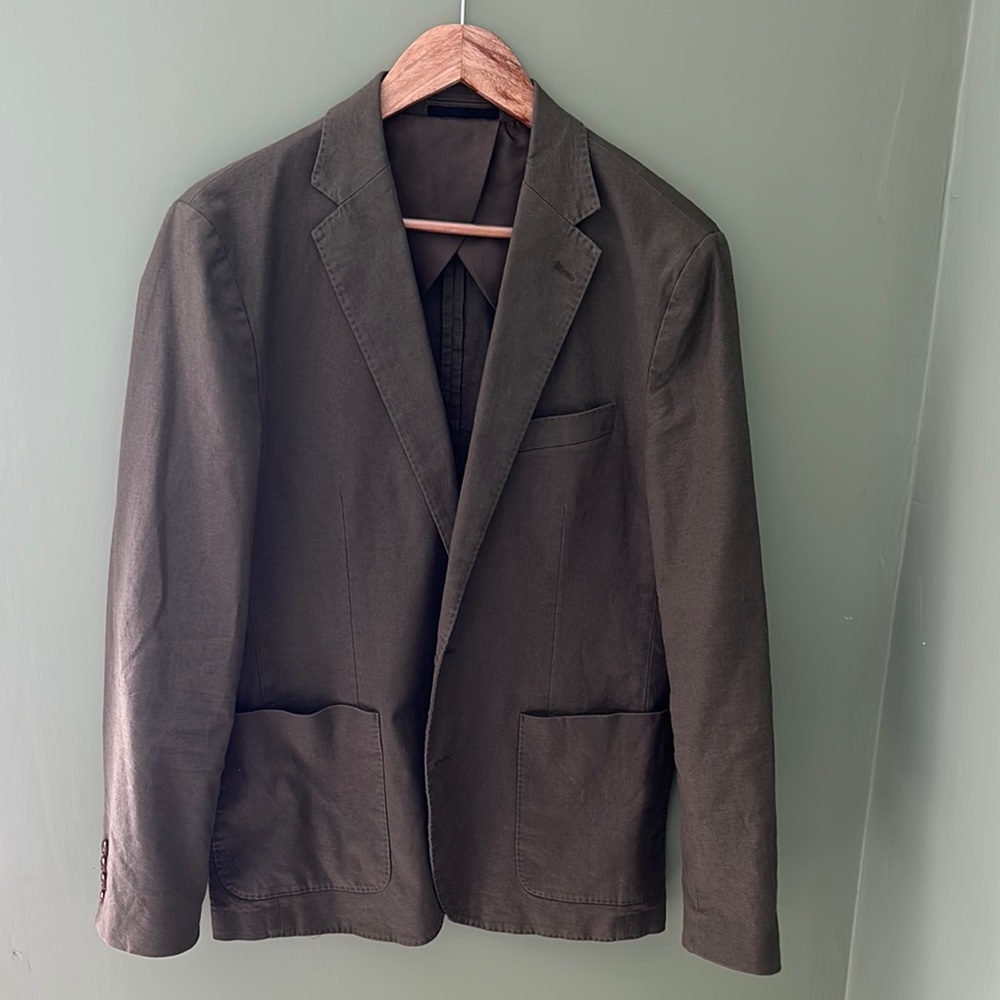 Green Banana Republic Blazer | Linen-Cotton Blend | Unlined & Unstructured | 38R
